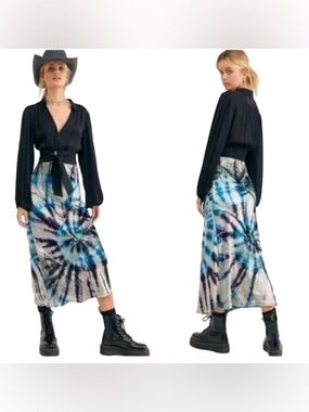 free people serious swagger velvet pisces tie dye skirt
